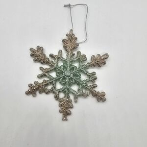 Festive Glittery Two Toned Snowflake Hanging Christmas Ornament 4.5"